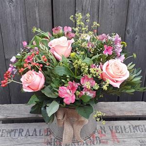 Upcycled Tin of Seasonal Flowers